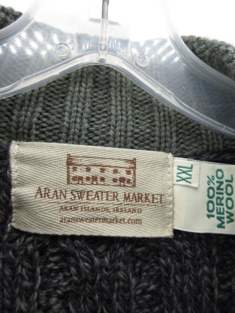 Aran Sweater Market XXL Merino Wool Fisherman Cardigan Cable Knit * - Picture 11 of 12